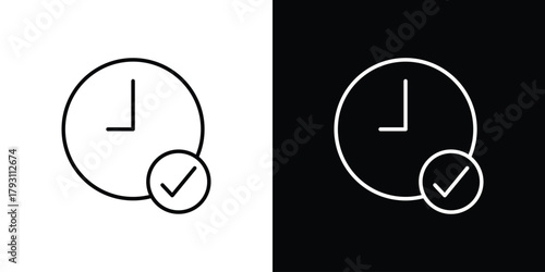 Time check icon outline and linear vector. outline icon and illustration