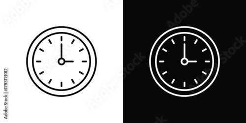 Time clock icon outline and linear vector. outline icon and illustration