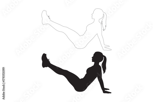 Silhouette of a woman performing a leg raise exercise