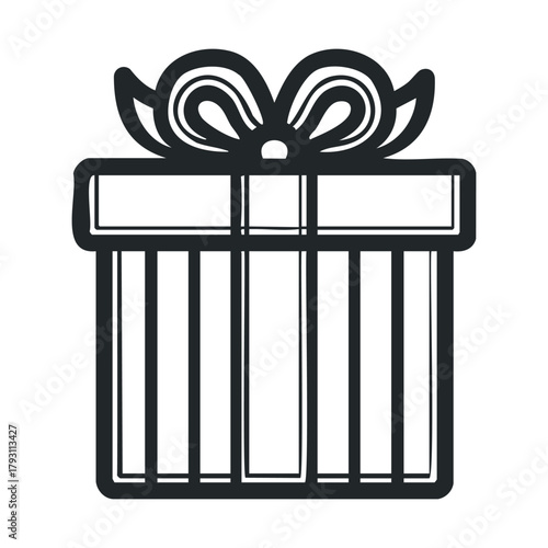 Gift box with ribbon design for celebration and occasion purposes.Vector hand draw
