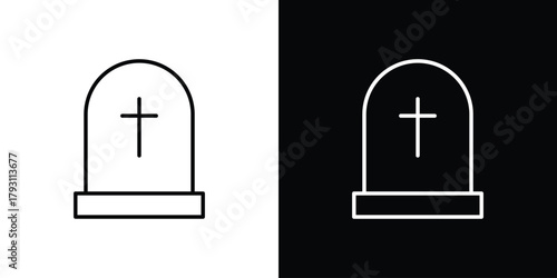 Tombstone icon outline and linear vector. outline icon and illustration