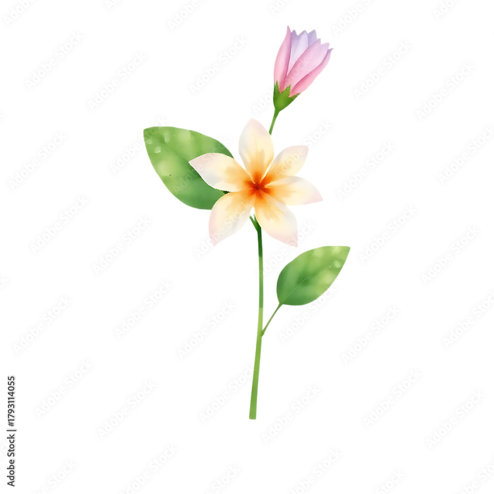 Obraz premium Pink and white lily blossom and pink and yellow tulip flowers isolated, macro closeup of beautiful spring flora and nature