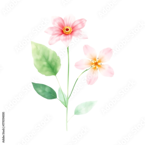 Beautiful isolated pink and white flower blossom closeup
