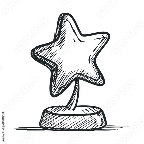 Unique star trophy design for awards and recognition events.Vector hand draw