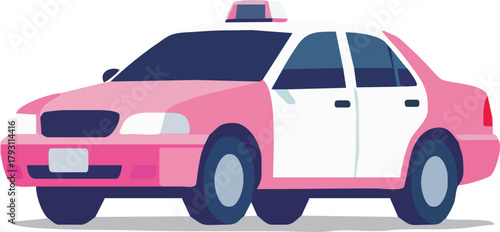 Stylish pink taxi cab ready for city adventures, offering a unique and modern transportation option for getting around town, sleek design ideal for branding