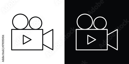 Video camera icon outline and linear vector. outline icon and illustration