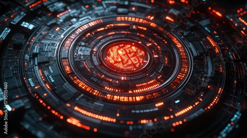 Wallpaper Mural Circular, glowing, tech interface Torontodigital.ca