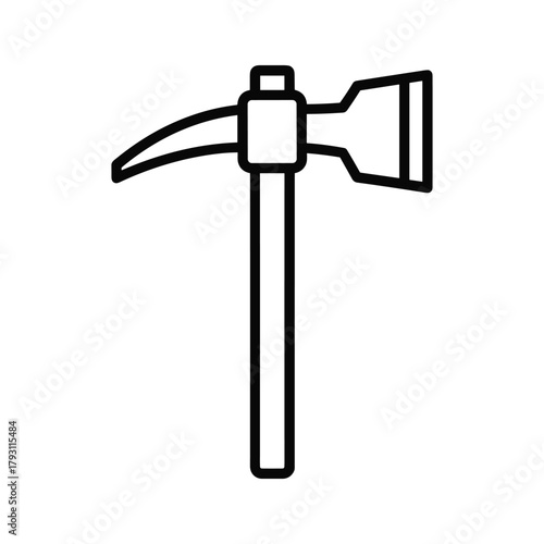 Black outline icon of a hammer with a pickaxe head