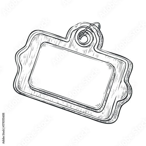 Blank price tag for labeling items or products in retail settings.Vector hand draw