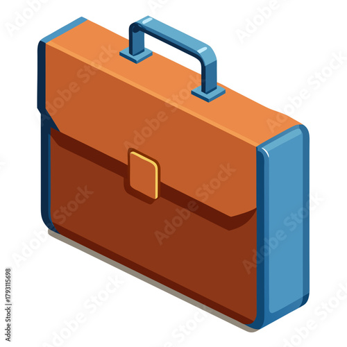 Orange and blue briefcase in isometric view for business concept