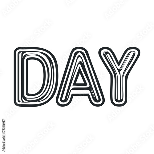 Bright and colorful decorative letters spelling out day for events.Vector hand draw