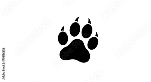 Bold black wolf paw print symbol on a clean white background creating a powerful, untamed wilderness impression