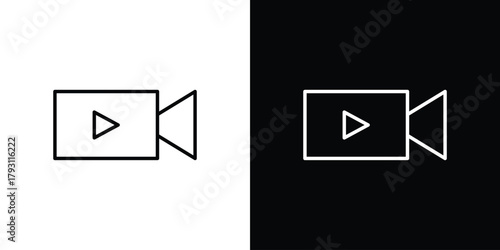 Video camera icon outline and linear vector. outline icon and illustration
