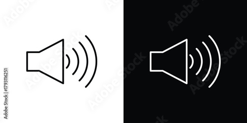Volume icon outline and linear vector. outline icon and illustration