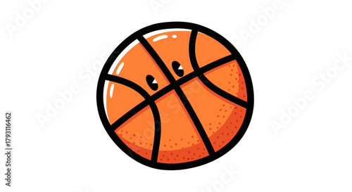 Animated basketball character with playful eyes for youth sports marketing materials