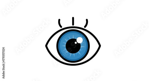 Captivating blue eye illustration with minimalist design and striking clarity on white