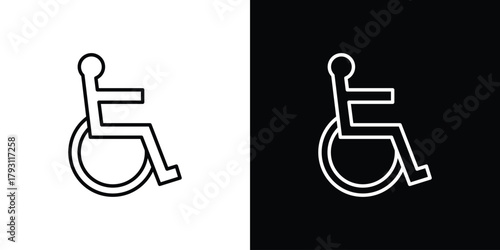 Wheelchair icon outline and linear vector. outline icon and illustration