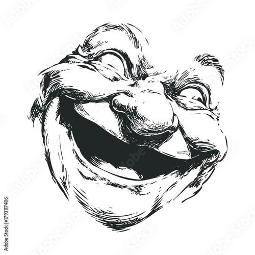 Cheerful cartoon character for playful design concepts.Vector hand draw