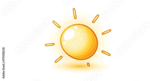 Cartoon sun illustration with radiant beams on plain white background design