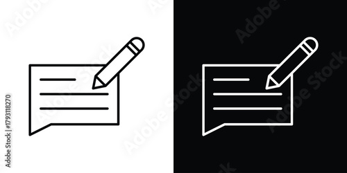 Write comment icon outline and linear vector. outline icon and illustration