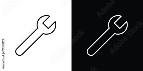Wrench icon outline and linear vector. outline icon and illustration