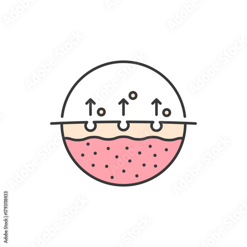 The exfoliation skincare icon and logo showing dead skin removal, unclogged pores, smoother texture, healthy glow, beauty treatment, dermatology routine, gentle face renewal illustration.