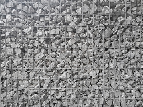 Wallpaper Mural Grey stones in Gabion Wall, Baskets, wire fence filled with stones Torontodigital.ca