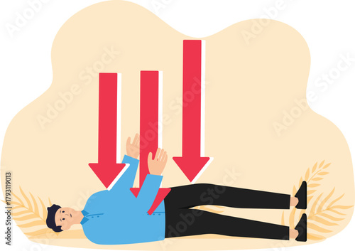 Bankrupt and economic downturn and profit and loss in business and finance, crisis loss of money business. Financial downturn arrow global recession effect.
