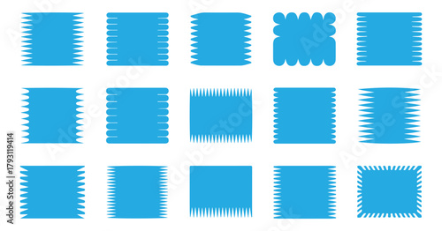 Abstract blue digital glitch patterns and distorted graphic shapes. Modern visual effects for technology, data, and design applications