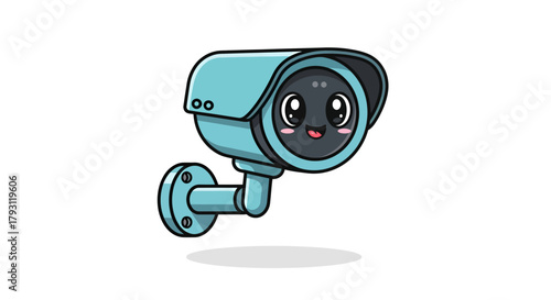 Delightful cartoon surveillance camera with endearing eyes offering a sense of security and