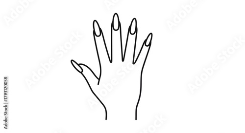 Elegance in simplicity: A stylized hand with manicured nails in graceful outline