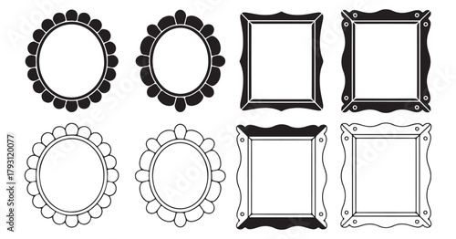 Diverse collection of ornate and elegant blank picture frames, ideal for creative graphic design, art, and timeless photo presentations