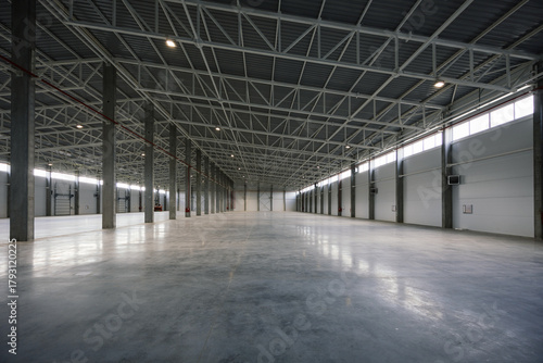 Big new empty industrial building, warehouse or commercial space