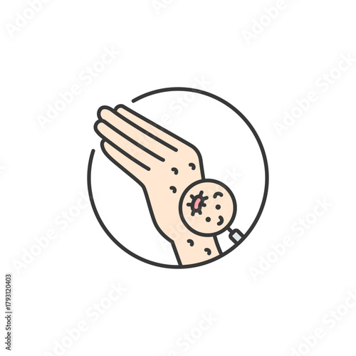 Allergy icon for skincare logo design—ideal for sensitive product labels, irritation alerts, or beauty safety visuals. Highlights reaction risk, patch testing, and skin protection.