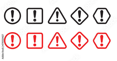Attention! Icon Set of Warning Signs & Symbols Danger, Alert & Security Notifications for User Interface Design