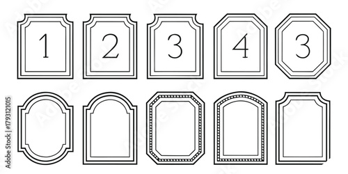 Collection of ten decorative ornamental frames and borders with numbers one two three and four vector