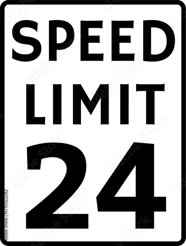 Speed Limit 24 mph Traffic Sign