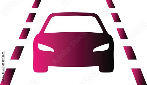 Modern automotive illustration showing a car driving on a highway road gradient.