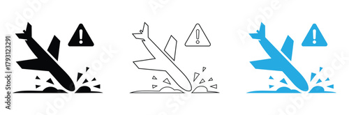Warning sign for airplane crash landing emergency, representing aviation danger and urgent safety alerts
