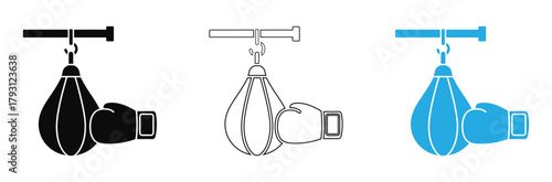 Dynamic boxing speed bag with glove ready for intense training sessions and athletic performance enhancement