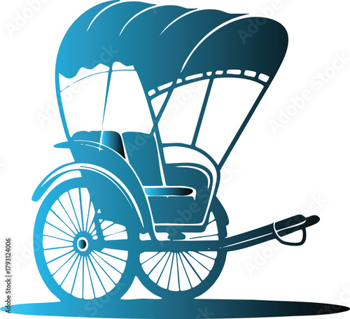 Stylish blue rickshaw vector illustration for travel posters and Asian culture designs.