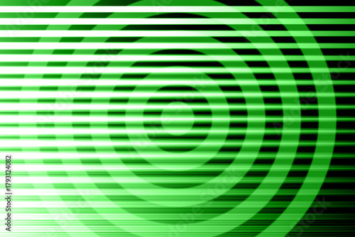 Abstract green lines and circles creating a dynamic pattern