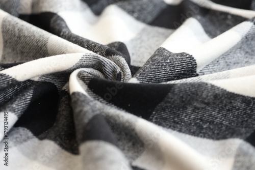Billede på lærred Black checkered napkin towel isolated, kitchen napkin cloth in black