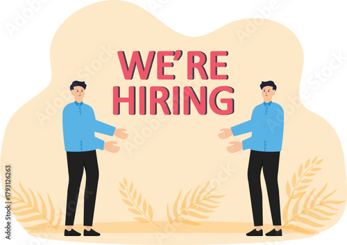 Business recruitment uses binoculars to see the text we use. recruitment process join our team cv resume. We are recruiting concept
