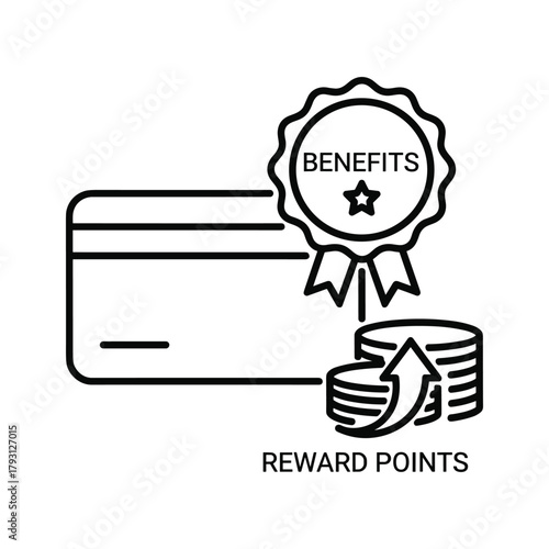 Credit card with reward points and benefits badge