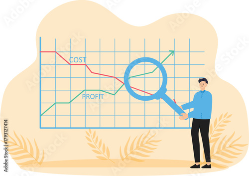 Taking profit and cost reduction graph, Growth and decline in company profits Diagram of increase and decrease in profits. Company performance indicators concept.
