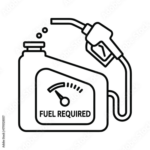 Fuel required icon with gas pump and gauge