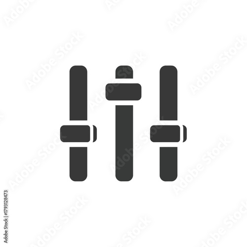 Three dark gray sliders on a, representing adjustment or settings control