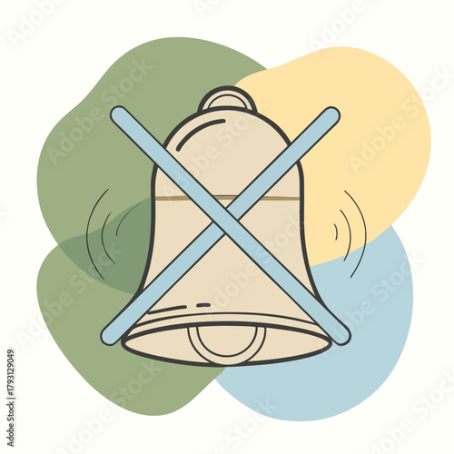 Bell icon with crossed out lines and sound waves silent