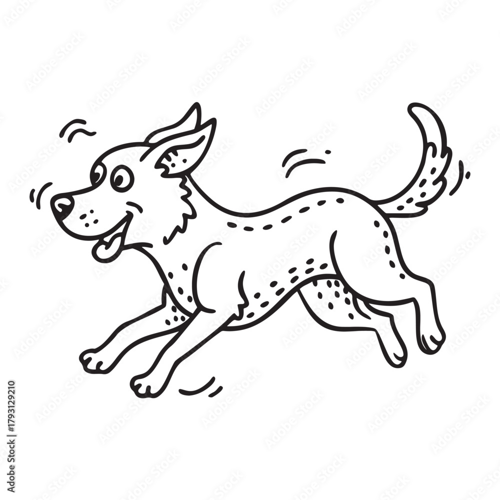 Fototapeta premium Joyful Dog Playing Ball Line Artwork